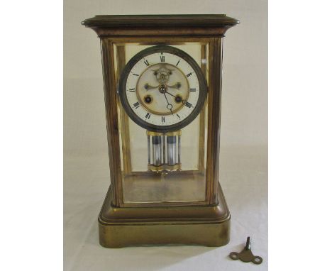 Late 19th Century French gilt brass and bevelled glass mantle clock with mercury pendulum.  The movement marked L Marti & Co 