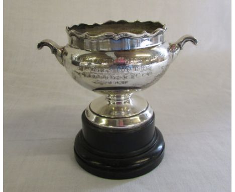 Small silver cup with inscription 'Aden Tennis Championship Ladies Doubles Challenge Cup 1921' London 1921 weight 4.1 oz H 10