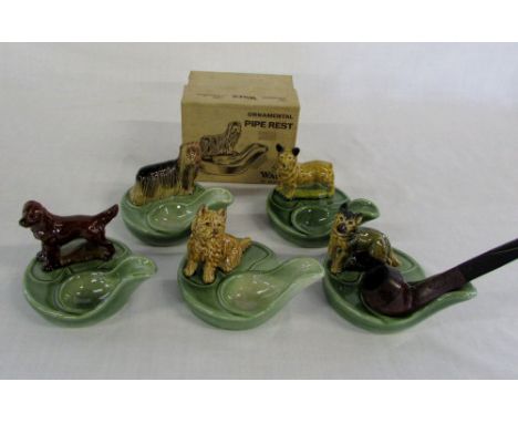 5 Wade pipe stands with dog adornments (one with original box)