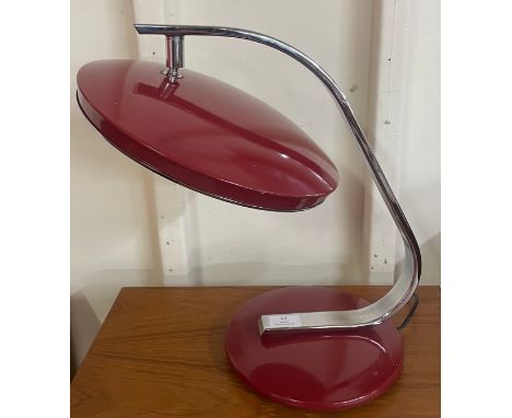 A Spanish Fase 520C model chrome and red metal desk lamp, designed by Luis Prez de la Oliva 