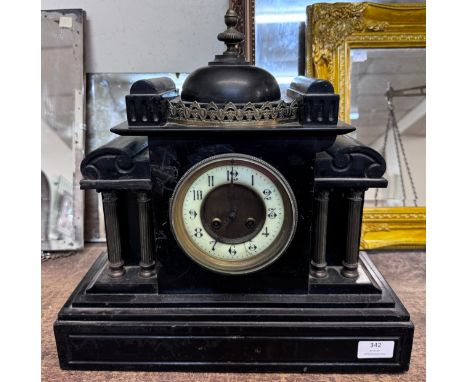 A 19th Century French Belge noir architectural cased mantel clock 