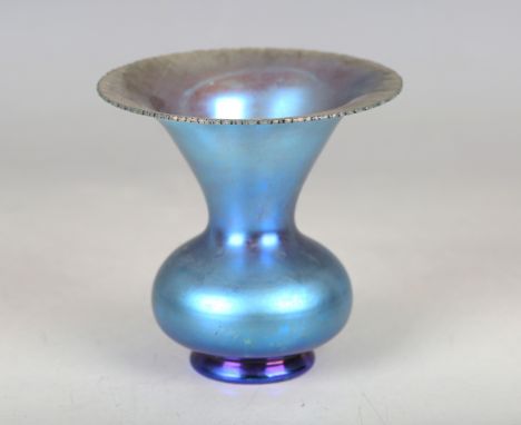 A WMF Myra Kristall glass vase, late 1920s, with wide rim, tapering cylindrical neck and bulbous body, height 10.8cm.Buyer’s 