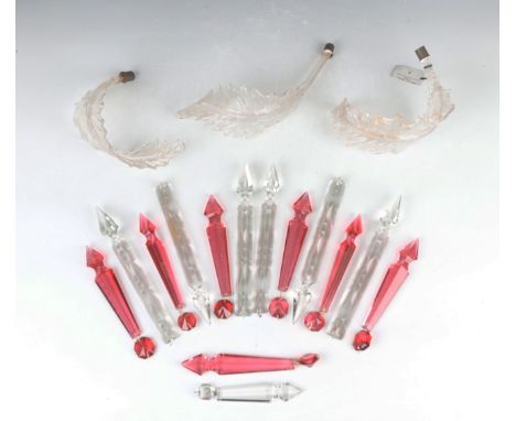 An assorted large quantity of glass chandelier and lustre fittings, including drops and beads in clear and coloured glass, to