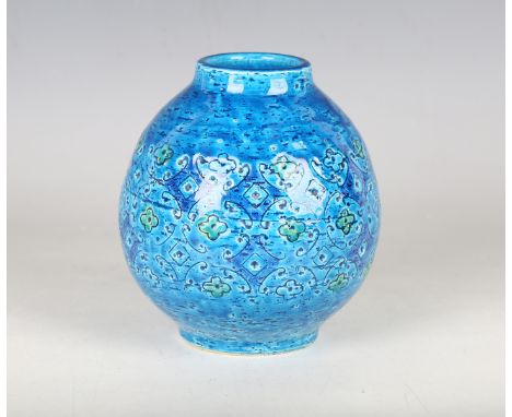 A Bitossi Rimini Blu Spagnolo range vase, 1960s, designed by Aldo Londi, unmarked, height 14.5cm.Buyer’s Premium 29.4% (inclu