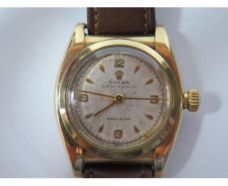 A Rolex Oyster Speedking Precision 9ct Gold Gent's Centre Seconds Wristwatch, 32mm dial, 18 jewel timed in 6 positions chrono