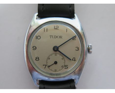 A Tudor Stainless Steel Gent's Manual Wristwatch in Rolex case, the 29mm dial with subsidiary seconds hand, running 