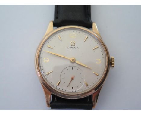 An Omega 9ct Gold Dennison Cased Gent's Manual Wristwatch, the 34mm dial with subsidiary seconds dial, cal. 265 movement no. 