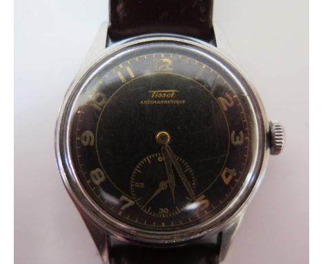 A Tissot Antimagnetique Gent's Steel Cased Manual Wristwatch, the 29mm dial with subsidiary seconds hand, running 