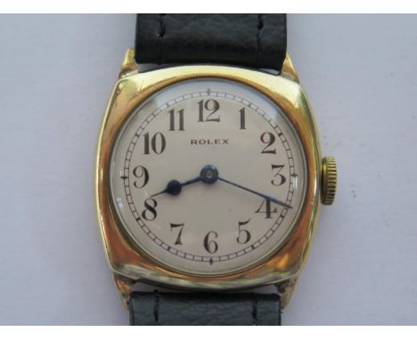 A Rolex Prima Cushion 9ct Gold Cased Gent's Manual Wristwatch with 28mm dial, Chester 1934, Stolkase, Chester 1934, running 