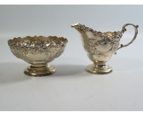 An Edward VII Silver Sugar and Creamer, London 1906, Henry Wilkinson & Co. Ltd., 216g 