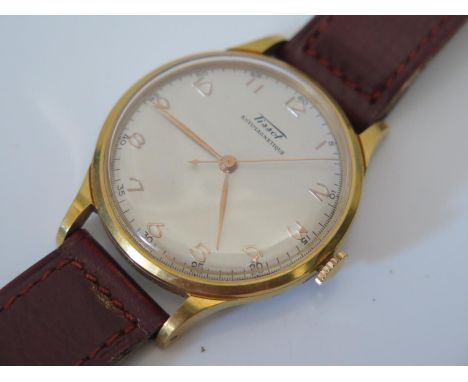 A Tissot Antimagentique Gent's Gold Plated and Steel Centre Seconds Wristwatch, the 29mm dial with Arabic Numerals and manual