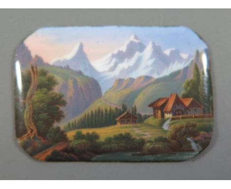 A Nineteenth Century Enamel Panel: Vue de la Jungfrau, 5 x 3.5cm 