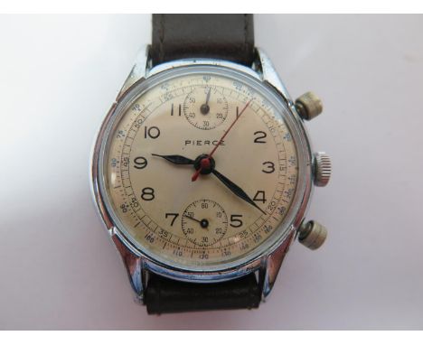 A Pierce Stainless Steel Gent's Chronograph Manual Wristwatch with 38mm dial, running 