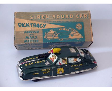 Tin Plate Toy _ A Marx Dick Tracey Siren Squad Car (unpublished non-electrified friction drive variation with sparkling machi