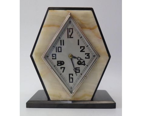 An Art Deco Marble Mantle Clock, 22cm high 