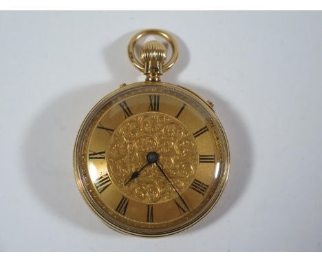 An 18ct Gold Keyless Fob Watch with double button wind set, the 40mm dial with Roman numerals, the backplate signed G. Schult