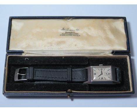 A J.W. Benson Stainless Steel Gent's Manual Wristwatch, the 42 x 23mm dial with subsidiary seconds hand, the 15 jewel movemen