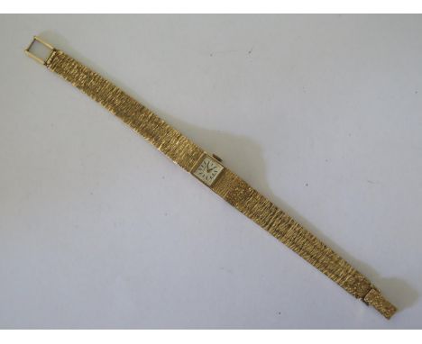A Rotary 9ct Gold Ladies Strap Watch, the 8mm dial with manual movement, 24.7g, running 
