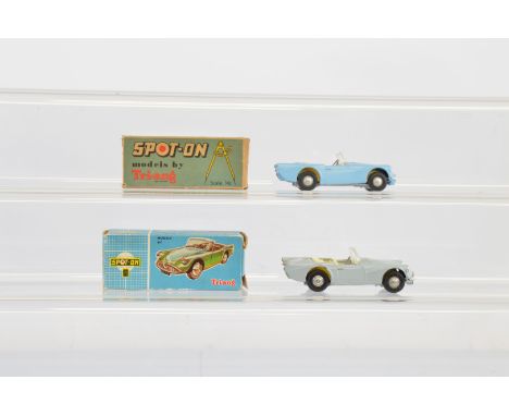 Two boxed Tri-ang Spot-On  215 Daimler Dart SP250 models, including light blue, G+/VG in P/F box and grey G+/VG  in a G+ late