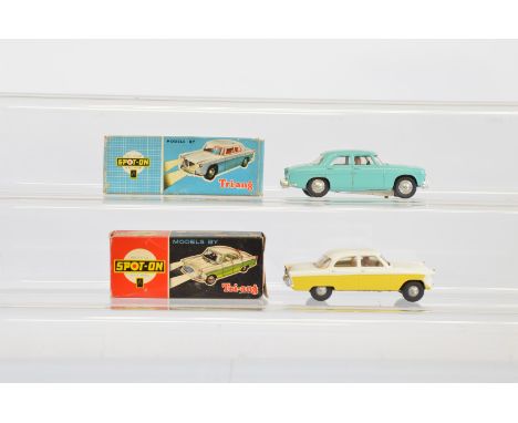 Two boxed models from the Tri-ang Spot-On range, including 100SL Ford Zodiac with Lights in white over yellow, G+/VG in G/G+ 