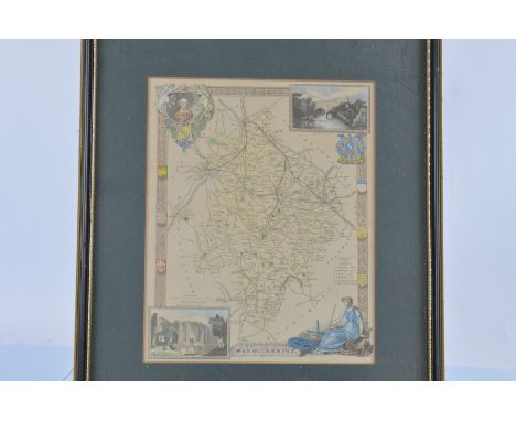Three framed maps, of Worcestershire and two of Warwickshire and a framed print of Edgbaston's old church (4)