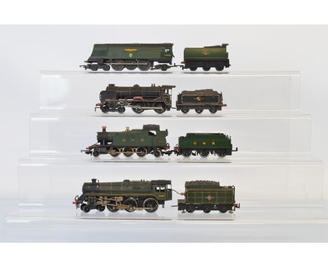 Four OO gauge tender locomotives, Tri-Ang 4-6-2  34051, Kitmaster 4-4-0 30919, Lima 2-6-2 GWR 4589, Trix 4-6-0 73001, all unb