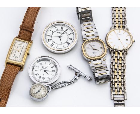 A Tissot gentleman's stainless stell and gilt metal Seastar Quartz wristwatch, a Citizen gentleman's stainless steel wristwat