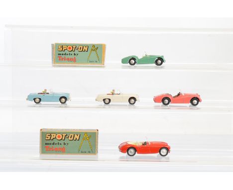 Two boxed Tri-ang Spot-On Sports Car models, a 108 Triumph TR3 in light green, G+ in P/F box and a 105 Austin Healey in red, 