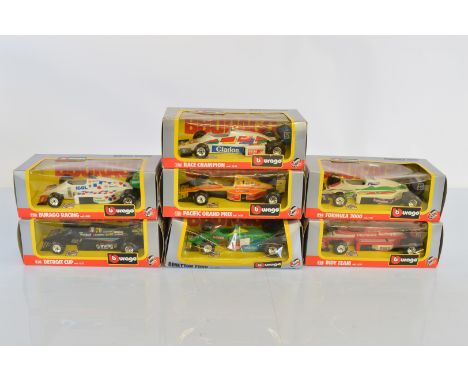 Seven Bburago Metal 1/24 scale models, 6109, 6104, 6112, 6121, 6118, 6122, 6102, all boxed (7)