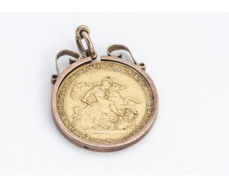 A George III full sovereign, dated 1820, with a 9ct gold bracket, 9.7g