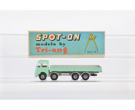 A boxed Tri-ang Spot-On 109/3 ERF 68G with Flat Float with Sides, in light turquoise with 'PLM109' registration plates to fro