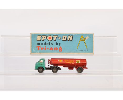A hard to find, boxed Tri-ang Spot-On 158A/2 Bedford 10 ton 'Shell/BP' Articulated Tanker,  with turquoise cab and red tanker