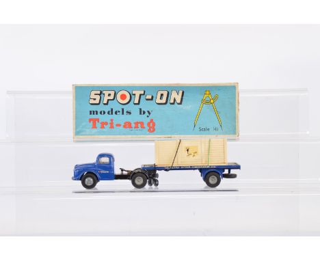 A boxed Tri-ang Spot-On 106A/OC  Austin Prime Mover,  with Articulated Flat Float and MGA in crate in dark blue, G with some 