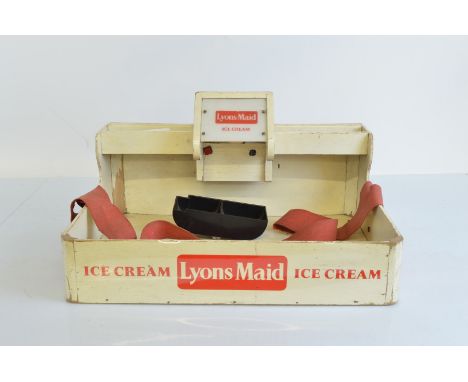 A very scarce Lyons Maid Cinema Usherette's Vending Tray, thought to date from the 1950's,  of wooden construction and with o