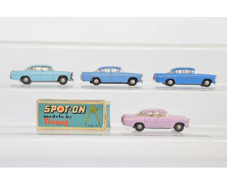 A boxed Tri-ang Spot-On 165 Vauxhall Cresta in lilac, G in F box together with  three unboxed examples with red interiors -  