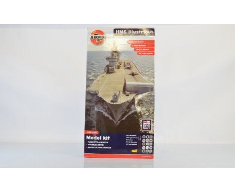 Airfix 1:350 scale model kit, A050059 Royal Navy HMS Ullustrious gift set (Contents not checked for completeness)