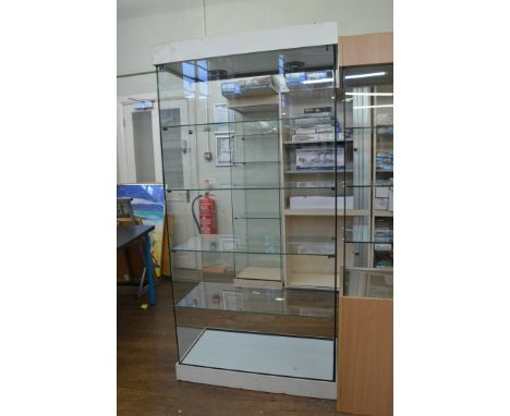 An open display cabinet, having four glass shelf interior, 91cm x 47cm x 188cm high