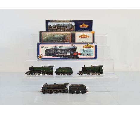Three Bachmann Branch-Line OO gauge locomotives, 32-152 N Class 31813 BR Lined Black Late Crest, 31-300 4-6-0 Bradley Manor 2