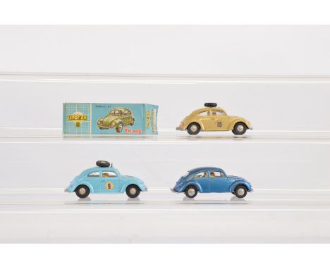 Three Volkswagen models from the Tri-ang Spot-On range,  including 195 Rally version  in beige, generally G+ but with damage 