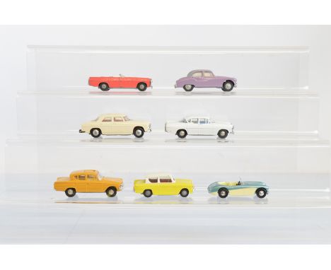 Six unboxed  Tri-ang Spot-On diecast model cars, restored to a good standard, including a  Vauxhall Cresta PA in white with b