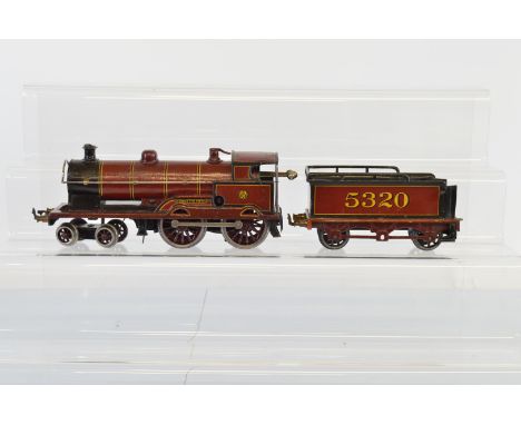 Bing for Bassett Lowke, 4-4-0 George The Fifth clockwork O gauge locomotive and tender in maroon livery