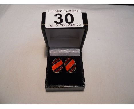 Pair silver and enamel cufflinks - Estimate £15 to £30 