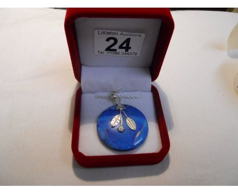 Sea Sediment Jasper & silver pendant on silver chain (boxed)