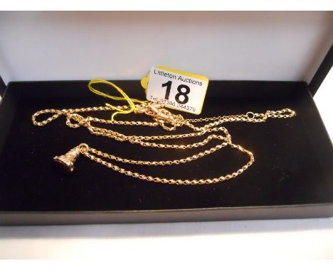Gold matching bracelet and necklace made from guard chain to include seal - Approx 24g