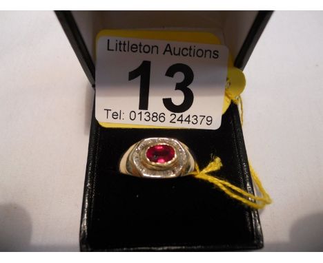 Gold ruby and baguette diamond set ring - Estimate £150 to £250 