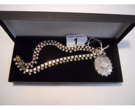 Victorian silver locket on chain