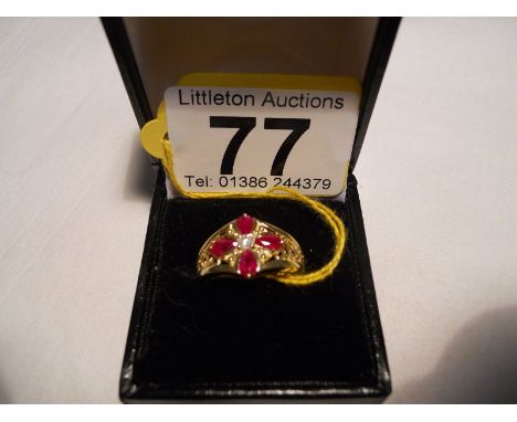 Gold ruby and diamond set ring - Estimate £100 to £150 