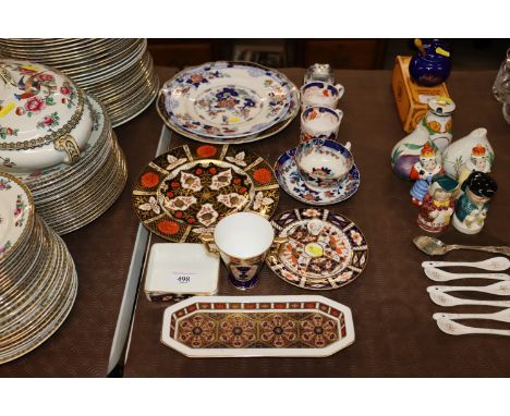 A collection of decorative china to include Royal Crown Derby and Imari pattern cups and saucers 