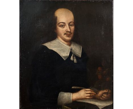 17th century, English School A portrait study of a young gentleman with collar (possibly a young William Shakespeare) oil on 