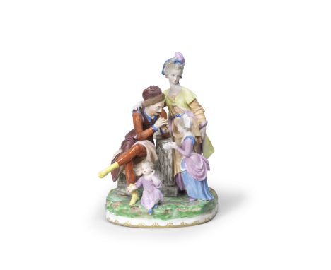 A large Vienna group of a family, circa 1780Modelled by Joseph Dangel, after a design by Anton Grassi, with a seated man play